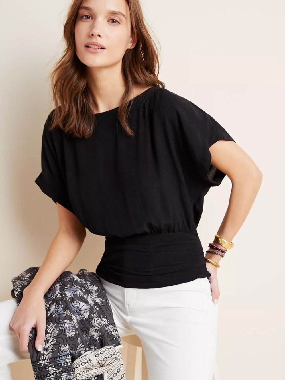 Anthropologie NWOT Maeve Philippa Blouse in Black - US 10
